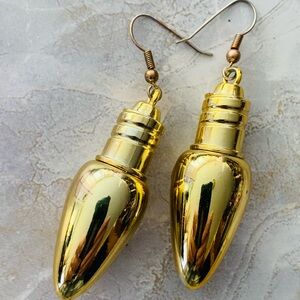 Golden Light Bulb Earrings in Box